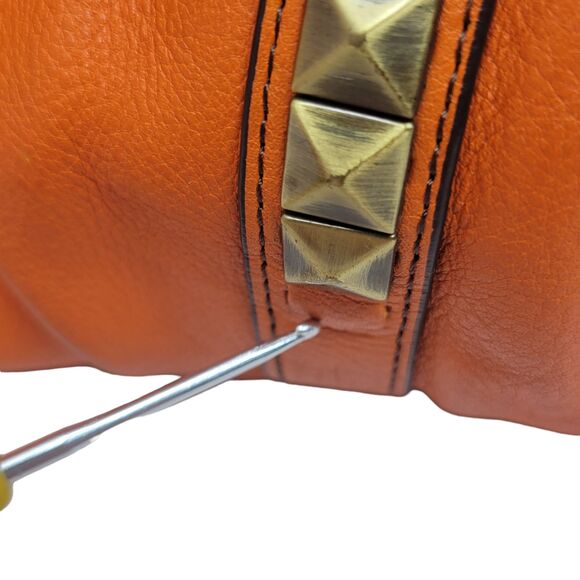 Fenn Wright Manson Extra-Large Orange Leather Satchel Bag w/Double Handles - Picture 9 of 9